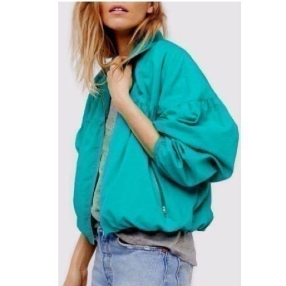 Free People Jackets & Blazers - Free people teal wind breaker bomber jacket